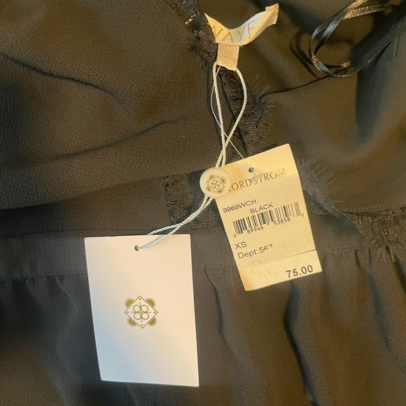 New Wayf Black Off the Shoulder Lace Trimmed Baby Doll Dress Size XS - Picture 6 of 7